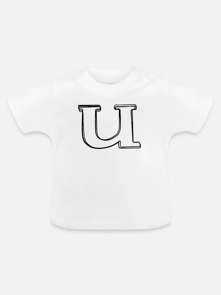 Kleinbuchstabe u handgezeichnet - Baby Bio-T-Shirt mit Rundhals - Weiß
