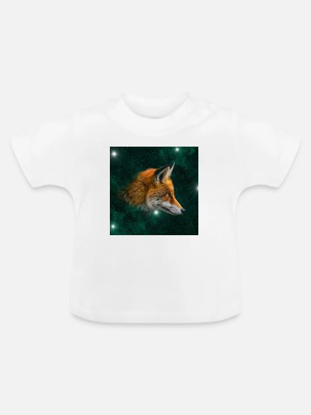 Fuchs im Sternenraum - Baby Bio-T-Shirt mit Rundhals - Weiß