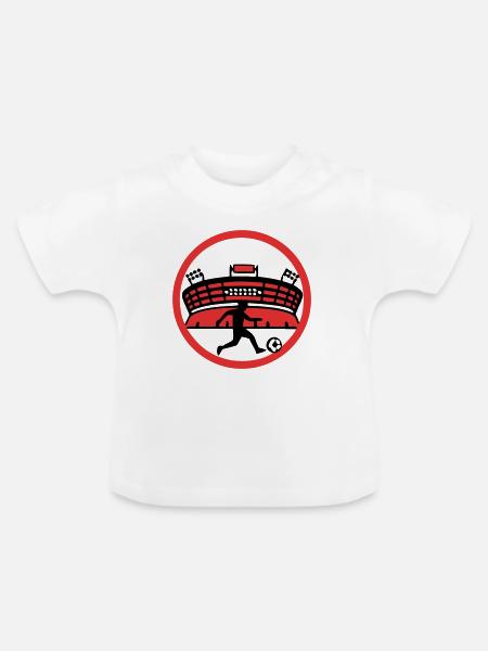 Fussballer Stadion Silhouette - Baby Bio-T-Shirt mit Rundhals - Weiß