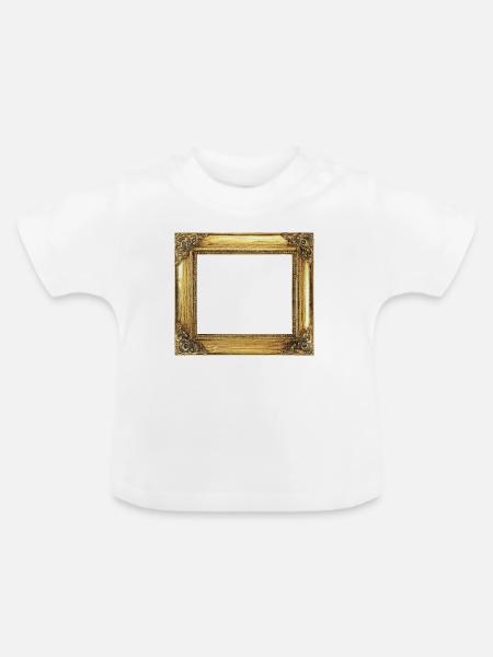 Goldener Bilderrahmen - Baby Bio-T-Shirt mit Rundhals - Weiß