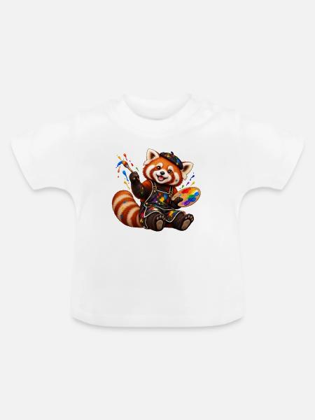 Red Panda Künstler mit Farbpalette - Baby Bio-T-Shirt mit Rundhals - Weiß