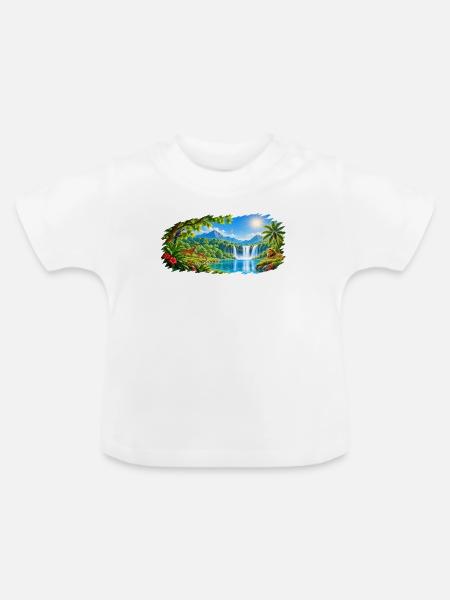 Paradies / Paradise / Paraiso - Baby Bio-T-Shirt mit Rundhals - Weiß