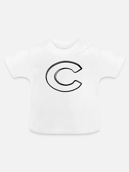 Kleinbuchstabe c handgezeichnet - Baby Bio-T-Shirt mit Rundhals - Weiß