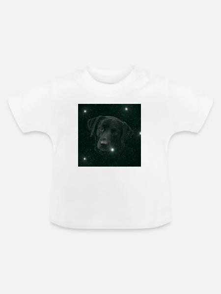 Weltraumhund im Sternenmeer - Baby Bio-T-Shirt mit Rundhals - Weiß
