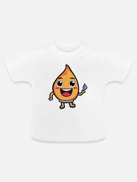 Pfirsichheld mit Wassertropfen - Baby Bio-T-Shirt mit Rundhals - Weiß