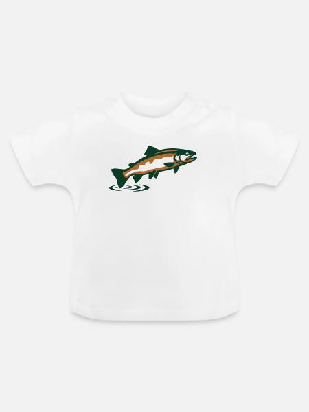 Forelle springend Grafik - Baby Bio-T-Shirt mit Rundhals - Weiß