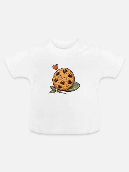 Kaffee und Keks – Keks - Baby Bio-T-Shirt mit Rundhals - Weiß