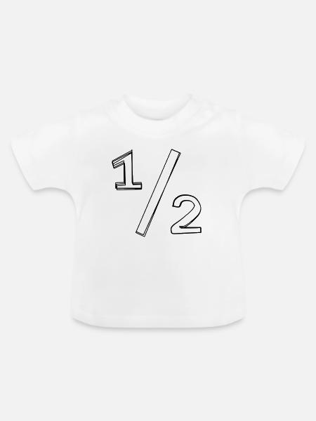 Bruchzahl ½ handgezeichnet - Baby Bio-T-Shirt mit Rundhals - Weiß