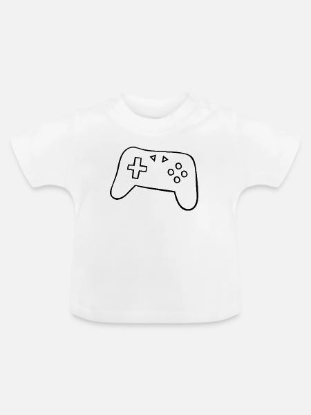 Klassischer Gamepad Silhouette - Baby Bio-T-Shirt mit Rundhals - Weiß