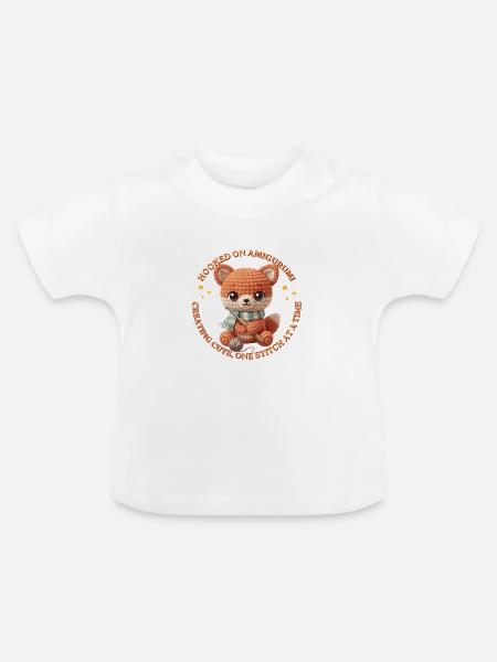 Amigurumi-Fuchs mit Draht - Baby Bio-T-Shirt mit Rundhals - Weiß