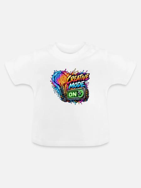 Kreativer Modus Neon Druck - Baby Bio-T-Shirt mit Rundhals - Weiß
