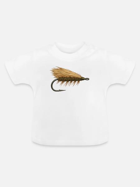 Olive Caddis Trockenfliege - Baby Bio-T-Shirt mit Rundhals - Weiß