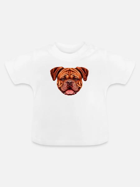 Vibrantes Bordeaux doggen-Gesicht Kunstprint - Baby Bio-T-Shirt mit Rundhals - Weiß