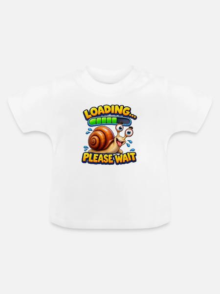 Lustige Ladeschnecke - Baby Bio-T-Shirt mit Rundhals - Weiß