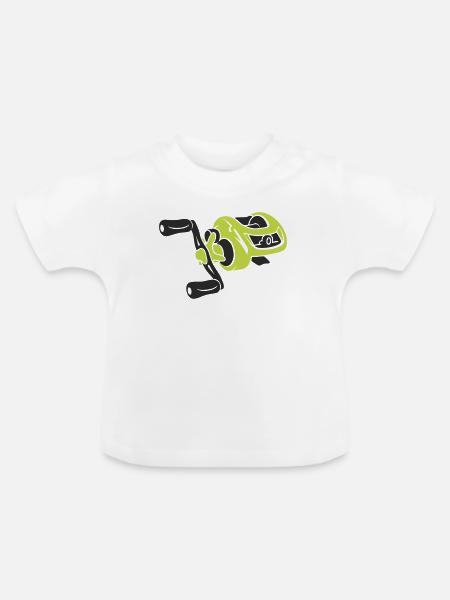 Baitcaster Angelrolle Icon - Baby Bio-T-Shirt mit Rundhals - Weiß