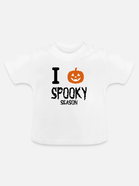 Ich liebe die Spooky Season - Baby Bio-T-Shirt mit Rundhals - Weiß