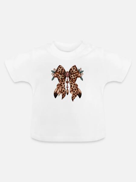Leopard Bow Jewel Dream - Baby Bio-T-Shirt mit Rundhals - Weiß