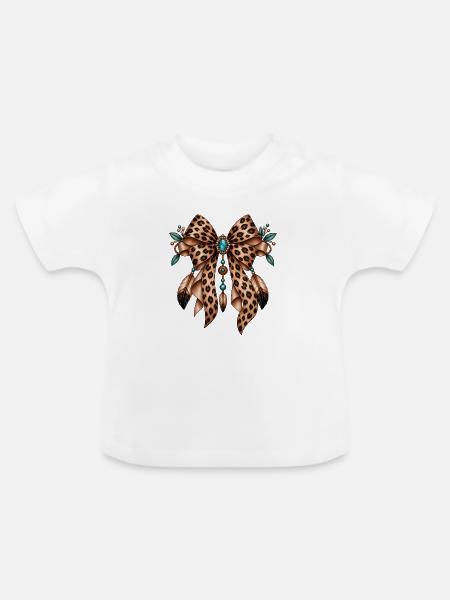 Leopardenschleife Juwel-Design - Baby Bio-T-Shirt mit Rundhals - Weiß