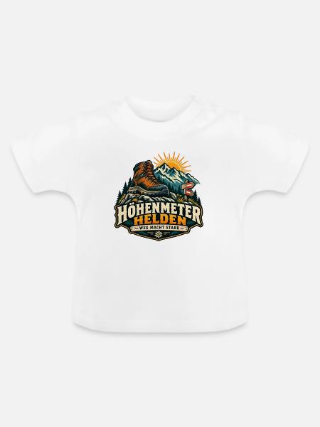 Höhenmeter Helden – Weg macht stark - Baby Bio-T-Shirt mit Rundhals - Weiß