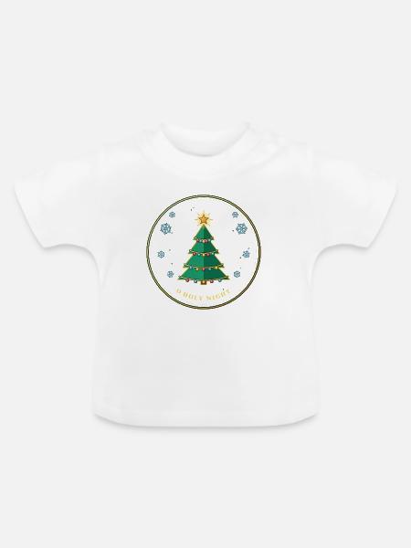 Weihnachtsbaum mit Sternenkranz - Baby Bio-T-Shirt mit Rundhals - Weiß