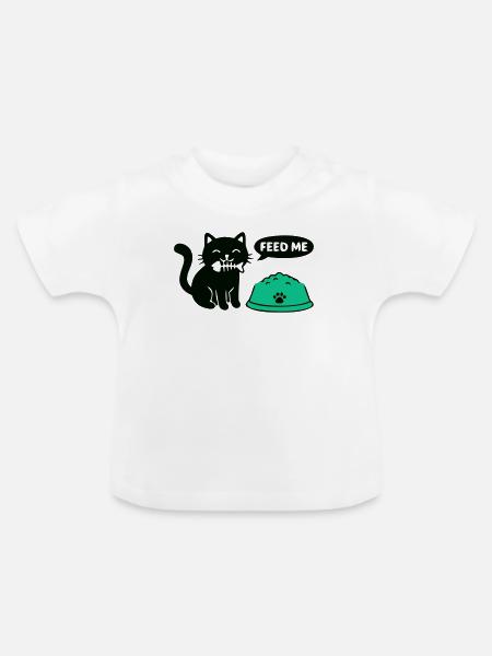 Hungrige Katze Futternapf Grafik - Baby Bio-T-Shirt mit Rundhals - Weiß