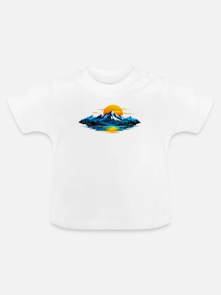 Berg ,See Sonnenuntergang Panorama - Baby Bio-T-Shirt mit Rundhals - Weiß