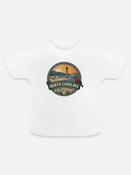 North Carolina Outer Banks Retro-Reisegeschenk - Baby Bio-T-Shirt mit Rundhals - Weiß
