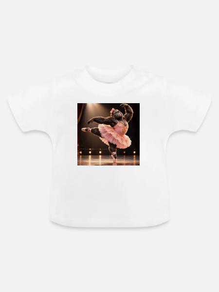 Gorilla-Ballerina-Pink in Tutu - Baby Bio-T-Shirt mit Rundhals - Weiß