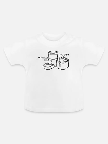 Futterautomat Trinkbrunnen Logo - Baby Bio-T-Shirt mit Rundhals - Weiß