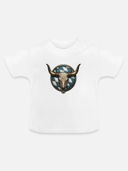 Bayern Schädel Nordmann - Baby Bio-T-Shirt mit Rundhals - Weiß