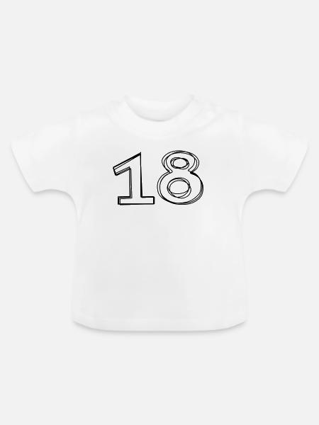 Zahl 18 handgezeichnet - Baby Bio-T-Shirt mit Rundhals - Weiß
