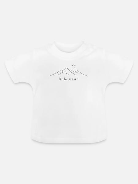 Dunkelblaue Fine-Line Berge Ruhestand Shirt - Baby Bio-T-Shirt mit Rundhals - Weiß
