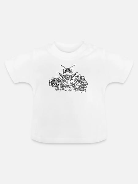 Biene mit Blumen || annie. - Baby Bio-T-Shirt mit Rundhals - Weiß