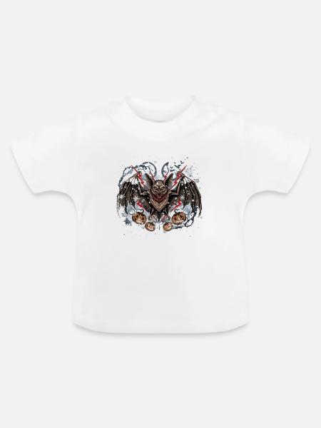 Schnee-Nachtfledermaus mit Jack-o'-Lanterns - Baby Bio-T-Shirt mit Rundhals - Weiß
