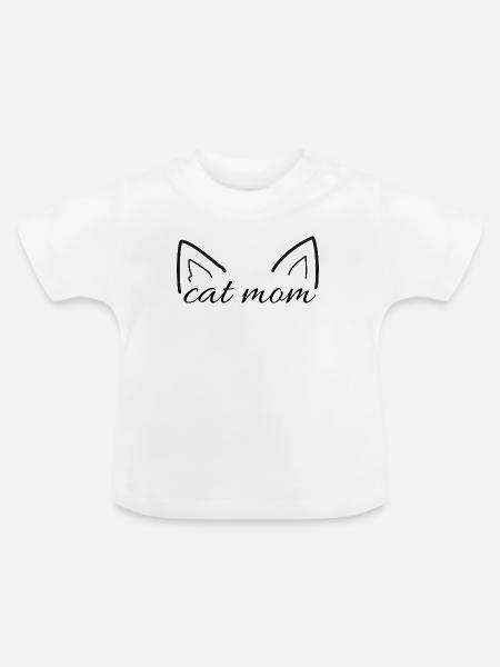 Minimalistische Katzenohrlinien-Kunst - Baby Bio-T-Shirt mit Rundhals - Weiß