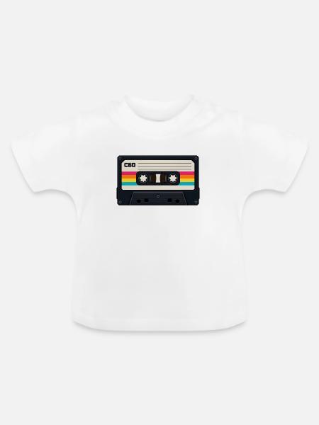 80s Cassette - Baby Bio-T-Shirt mit Rundhals - Weiß