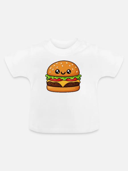 Kuscheliger Hamburger Cartoon - Baby Bio-T-Shirt mit Rundhals - Weiß