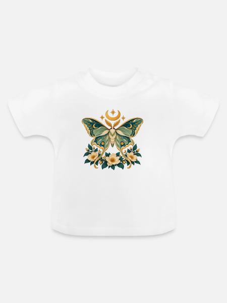 Motten-Himmlische Floral - Baby Bio-T-Shirt mit Rundhals - Weiß