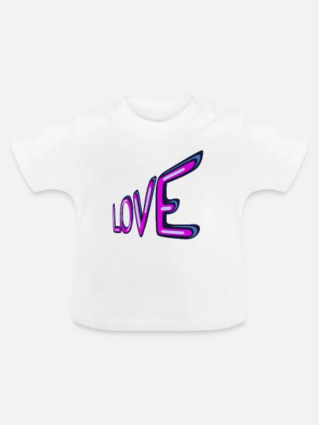Liebe Neon-Schriftzug - Baby Bio-T-Shirt mit Rundhals - Weiß