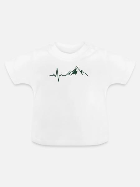 Berg-Heartbeat-Berge - Baby Bio-T-Shirt mit Rundhals - Weiß