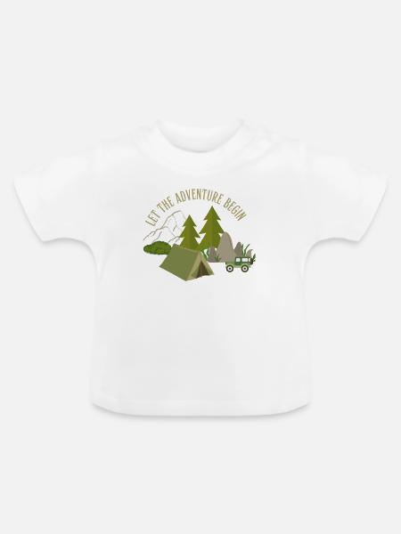 Lasst das Abenteuer beginnen – Camping - Baby Bio-T-Shirt mit Rundhals - Weiß