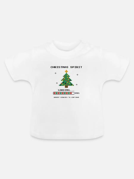 Pixel 8-Bit-Weihnachtsbaum - Baby Bio-T-Shirt mit Rundhals - Weiß
