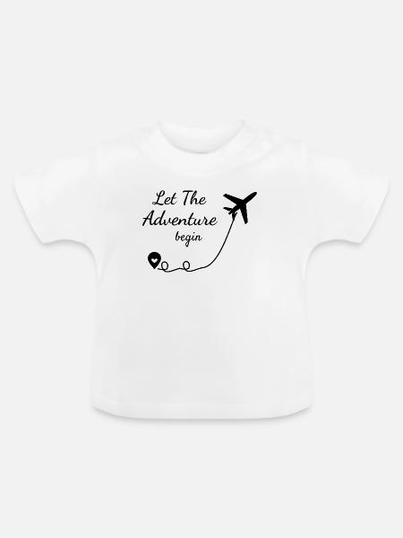 Reisen - Let The Adventure Begin - Reiselust - Baby Bio-T-Shirt mit Rundhals - Weiß