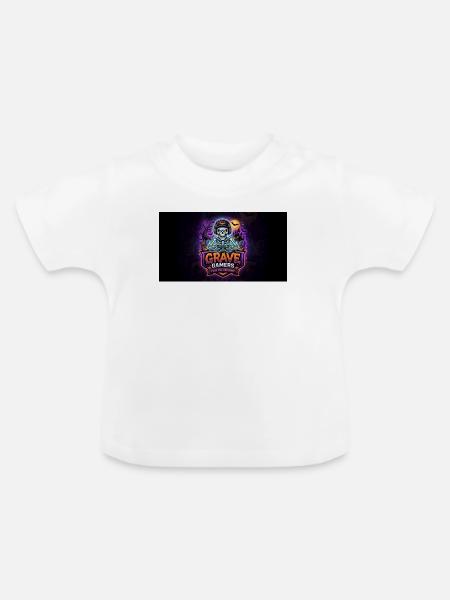 Grave Gamers Neon Skull - Baby Bio-T-Shirt mit Rundhals - Weiß