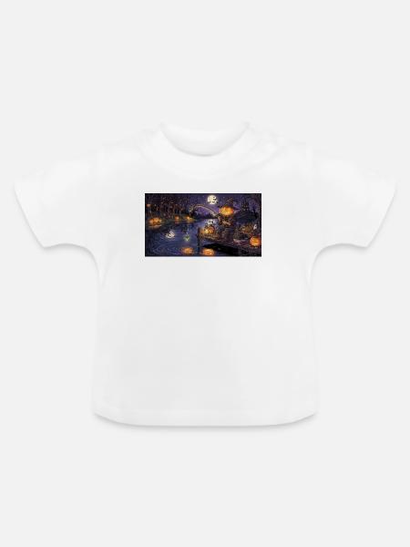 Kürbisangler am Mondsee - Baby Bio-T-Shirt mit Rundhals - Weiß
