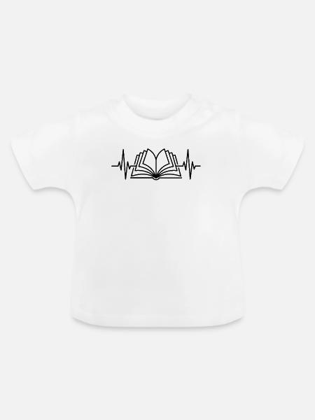 Herzschlag-Buchleser - Baby Bio-T-Shirt mit Rundhals - Weiß