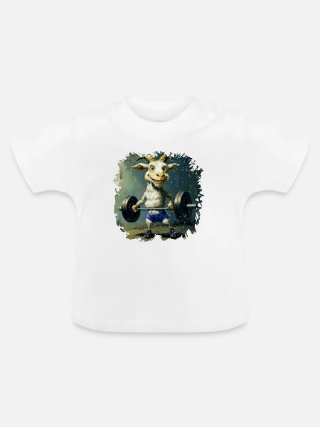 Ziegen Fitness / Trainer Goat - Baby Bio-T-Shirt mit Rundhals - Weiß