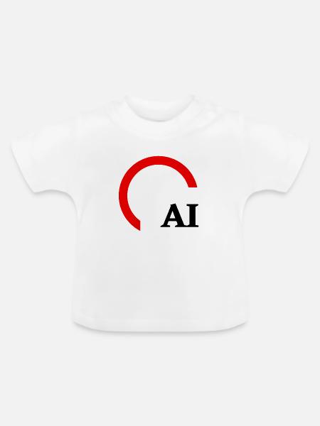 Roter Halbkreis-Minimalismus - Baby Bio-T-Shirt mit Rundhals - Weiß