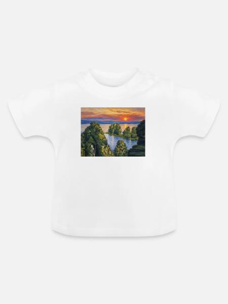 Sonnenuntergang - Baby Bio-T-Shirt mit Rundhals - Weiß