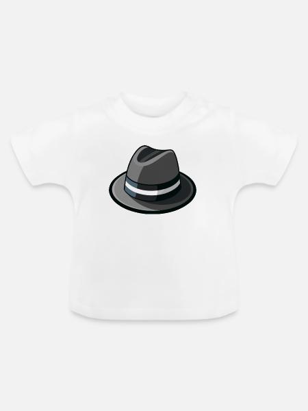 Gangster-Hut-Fedora - Baby Bio-T-Shirt mit Rundhals - Weiß